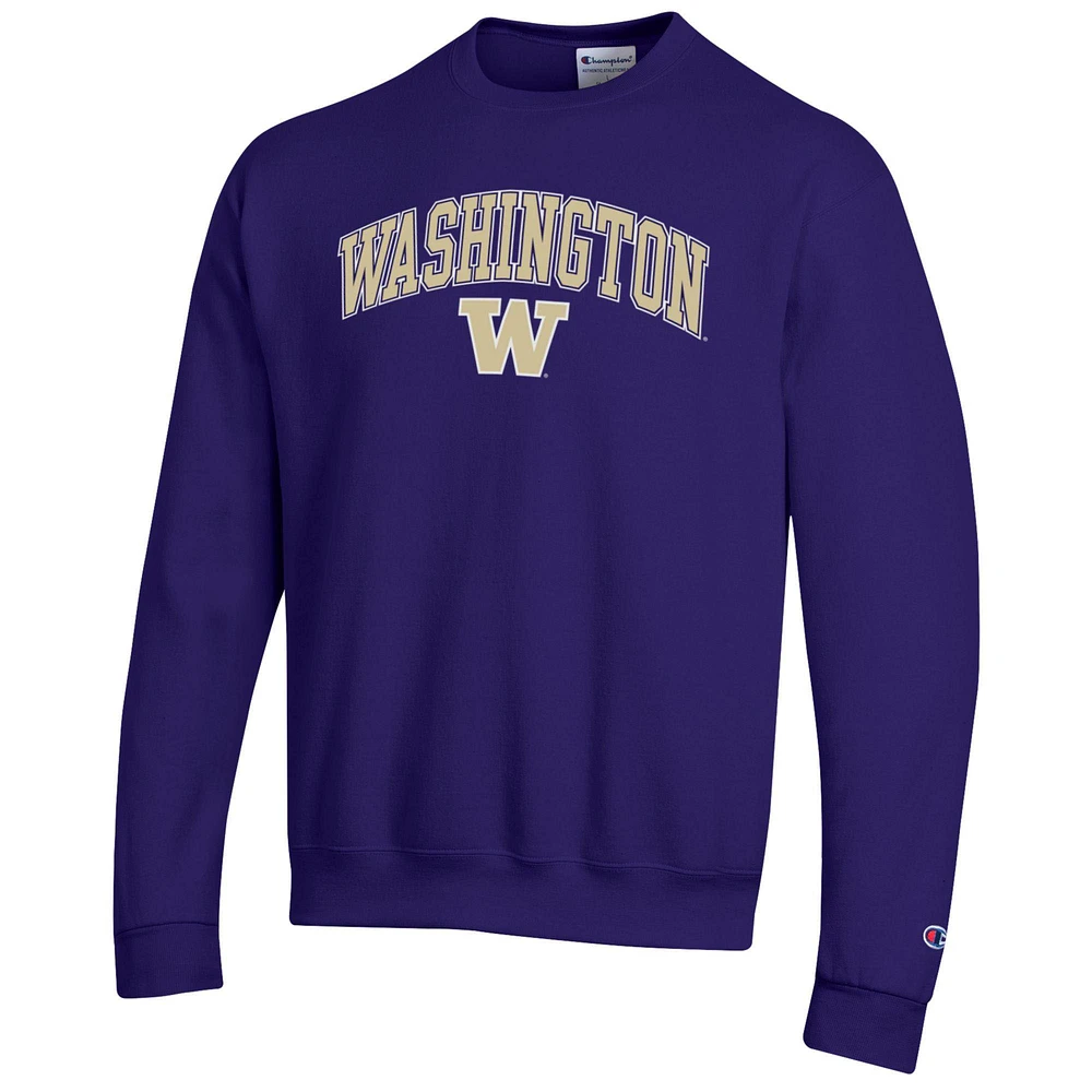 Men's Champion  Purple Washington Huskies Arch Over Logo Pullover Sweatshirt