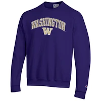 Men's Champion  Purple Washington Huskies Arch Over Logo Pullover Sweatshirt