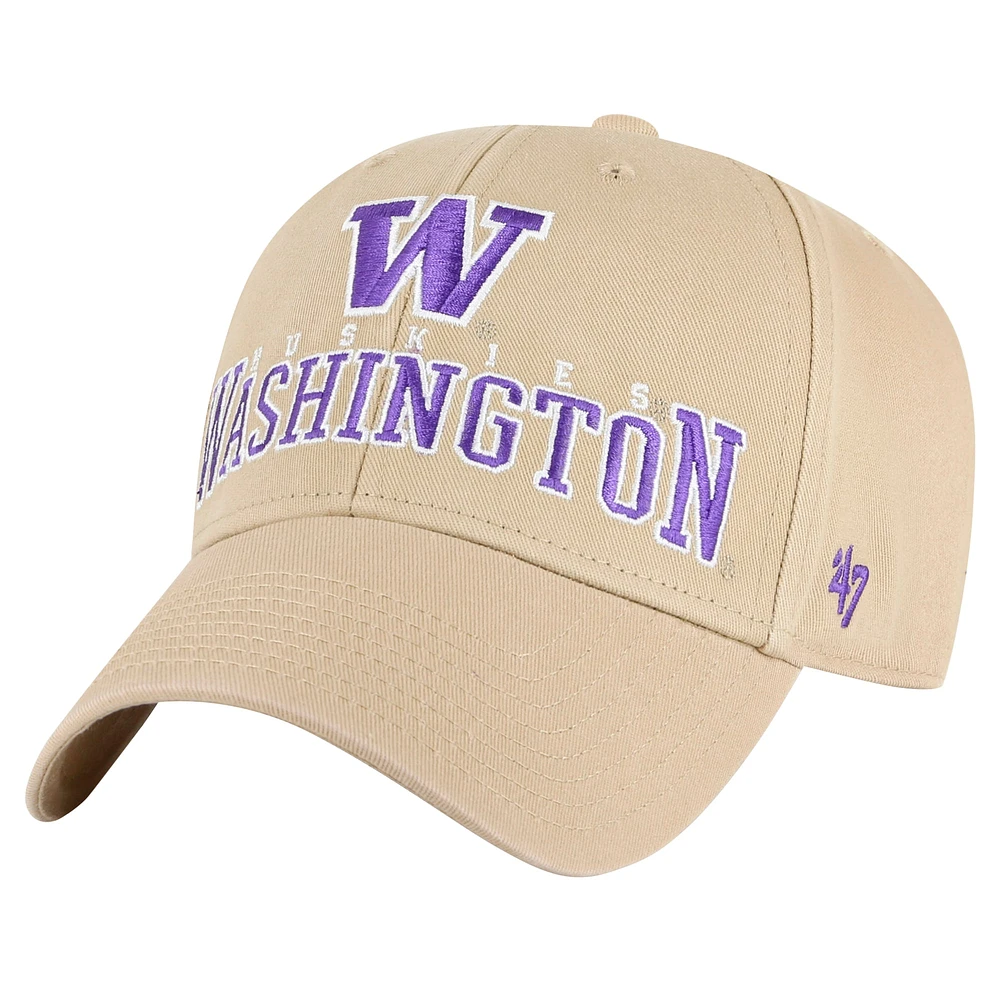 Men's '47 Khaki Washington Huskies Powell MVP Adjustable Hat