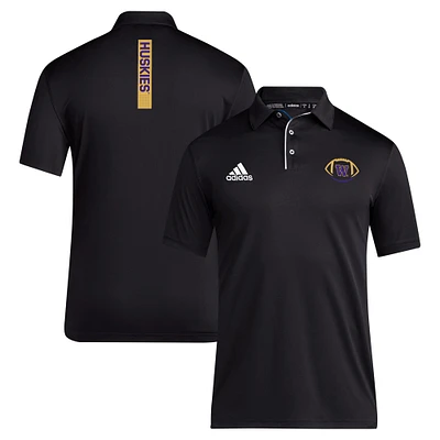 Polo d'entraîneur adidas noir Washington Huskies pour homme