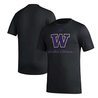 T-shirt d'avant-match de basket-ball adidas Washington Huskies Fadeaway pour hommes, noir, AEROREADY