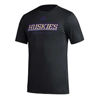 T-shirt d'avant-match adidas noir Washington Huskies Football Practice AEROREADY pour hommes