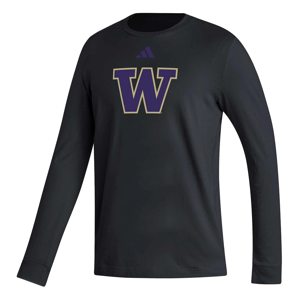 T-shirt à manches longues adidas Washington Huskies Locker Logo Fresh pour homme, noir