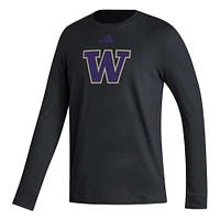 T-shirt à manches longues adidas Washington Huskies Locker Logo Fresh pour homme, noir