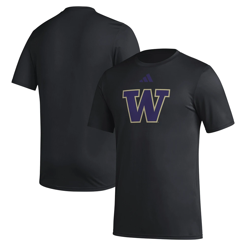 T-shirt d'avant-match AEROREADY avec logo de casier principal des Washington Huskies adidas noir pour hommes