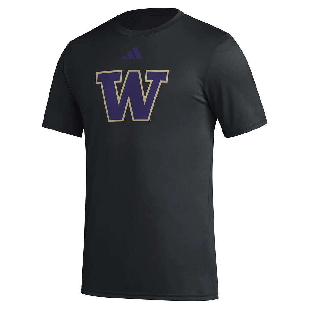 T-shirt d'avant-match AEROREADY avec logo de casier principal des Washington Huskies adidas noir pour hommes