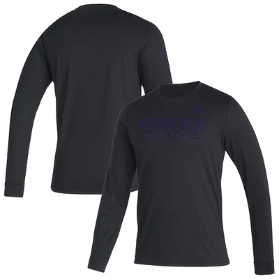 Men's adidas Black Washington Huskies Sideline Creator Practice AEROREADY Long Sleeve T-Shirt