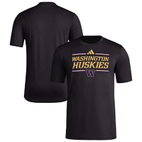 T-shirt d'avant-match adidas Washington Huskies Strategy pour homme noir