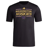 T-shirt d'avant-match adidas Washington Huskies Strategy pour homme noir