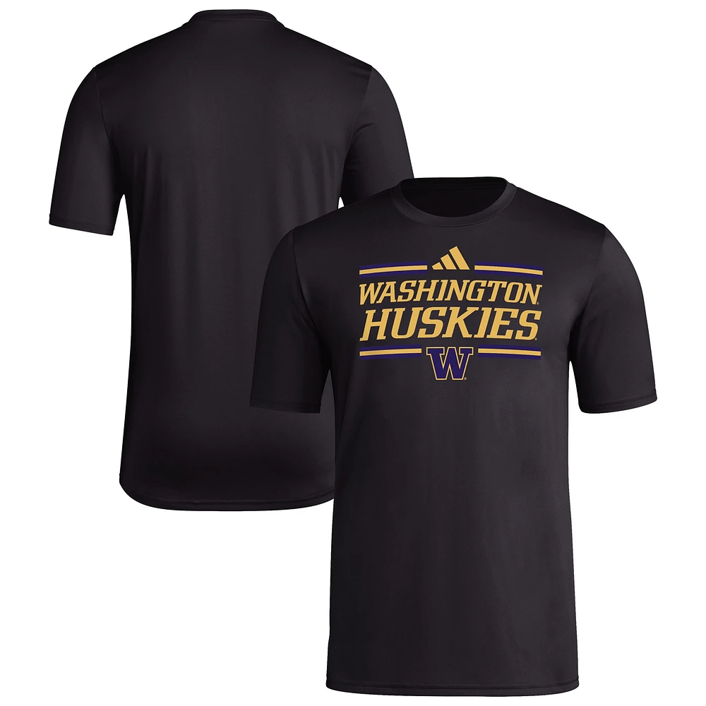 Men's adidas Black Washington Huskies Strategy Pre-Game T-Shirt