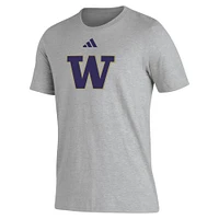 T-shirt d'avant-match AEROREADY avec logo de casier principal des Washington Huskies adidas gris pour hommes