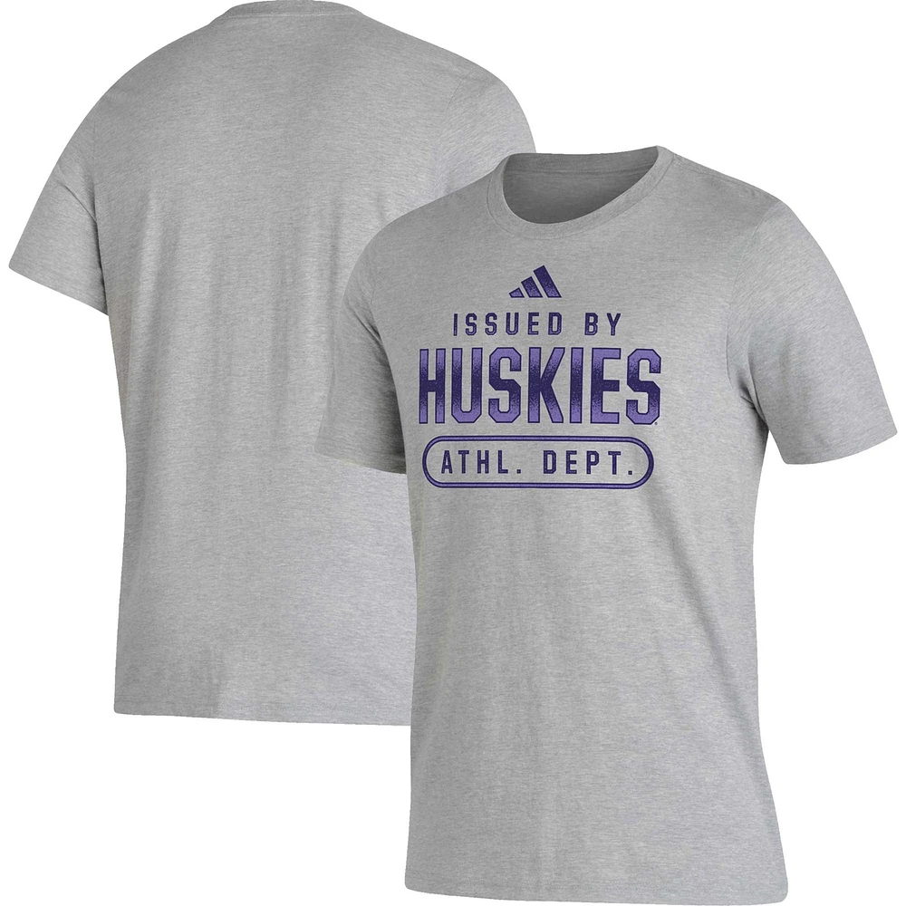 Men's adidas Heather Gray Washington Huskies AEROREADY Pregame T-Shirt