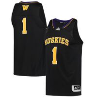 Men's adidas #1 Black Washington Huskies Reverse Retro Jersey