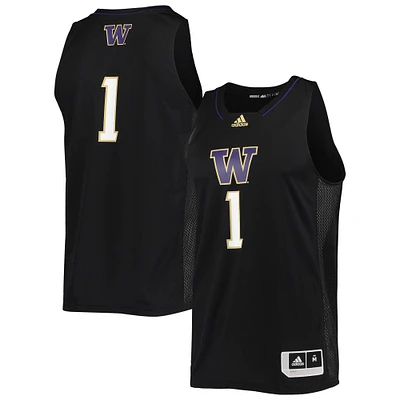 Maillot de basket-ball Swingman #1 Washington Huskies adidas noir pour homme