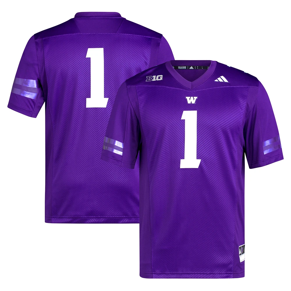 Maillot de football Washington Huskies Premier adidas #1 pourpre pour homme