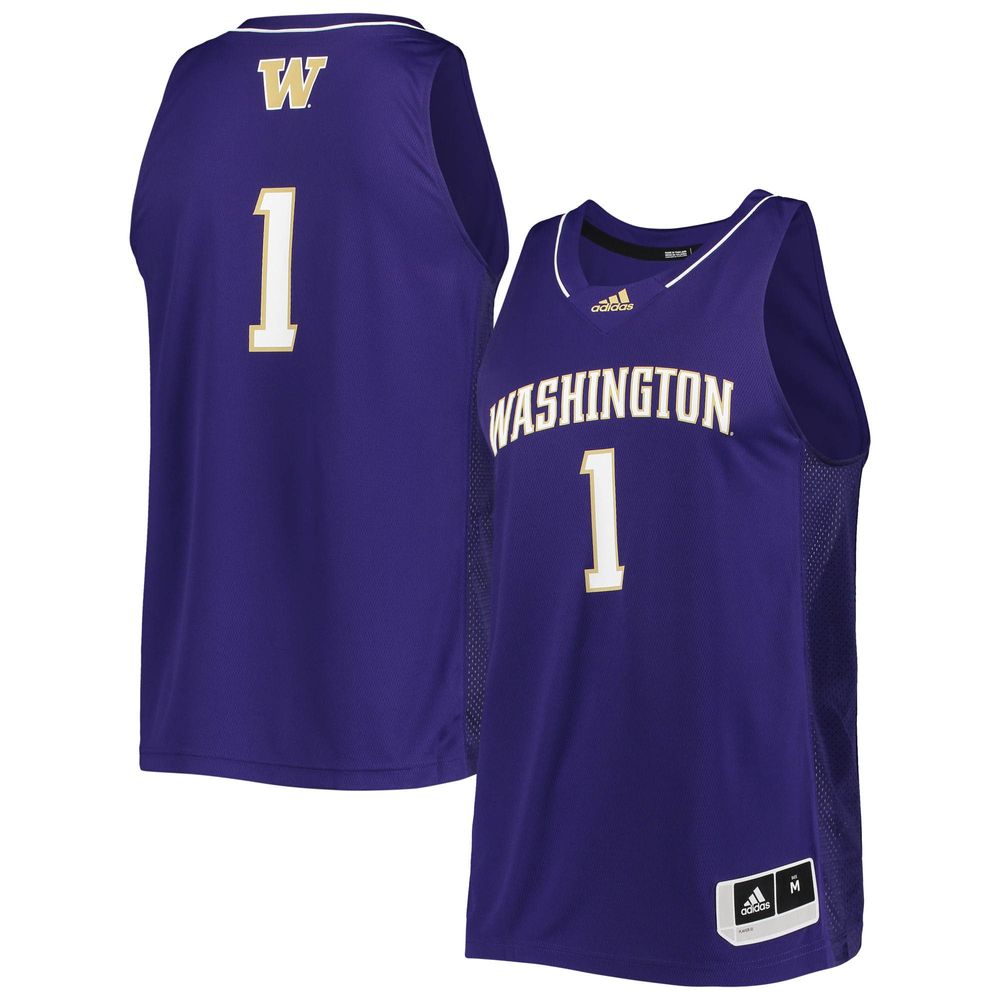 Men's adidas #1 Purple Washington Huskies Team Swingman Basketball Jersey