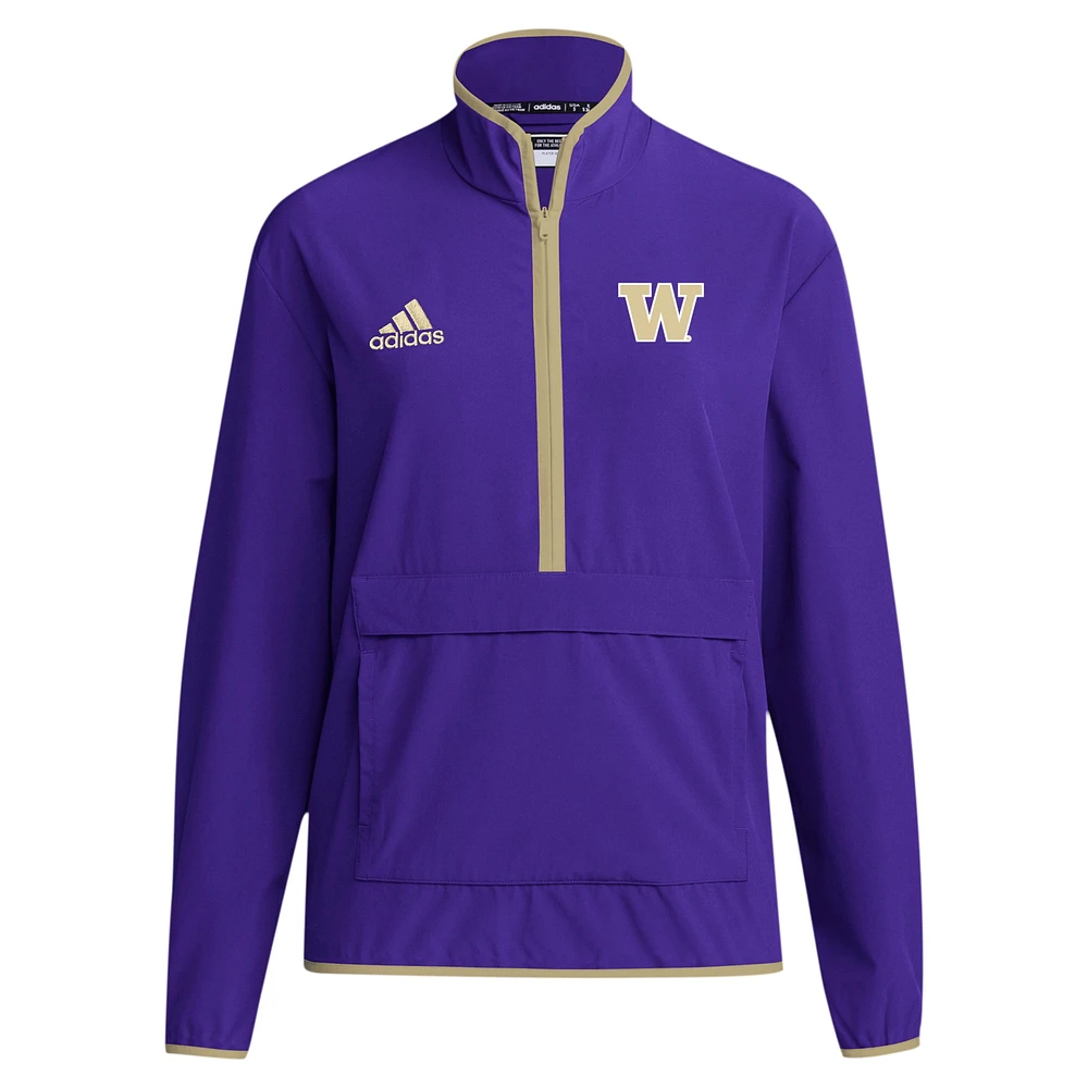 Men's adidas Washington Huskies 2024 Coaches Sideline Half-Zip Jacket