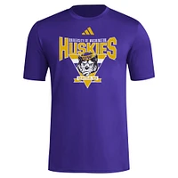 T-shirt d'avant-match trilatéral violet adidas pour hommes des Washington Huskies 2024 Locker