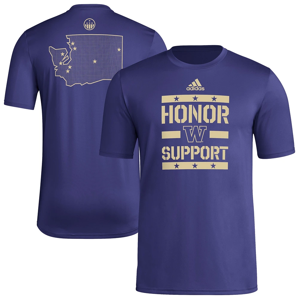 T-shirt d'avant-match violet adidas Washington Huskies Honor & Support pour homme