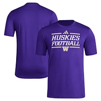 T-shirt adidas violet Washington Huskies Locker Football Pre-Game AEROREADY pour homme