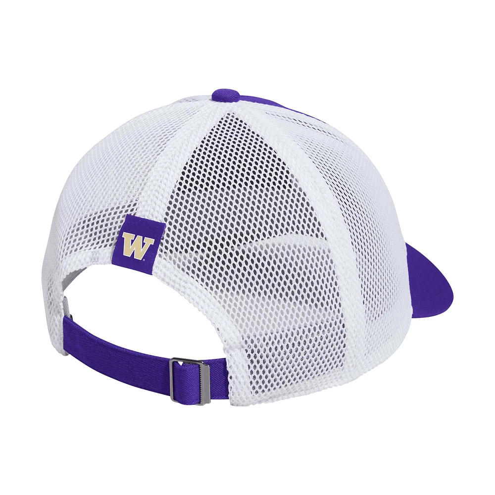 Men's adidas Purple Washington Huskies Mascot Block Letter Slouch Trucker Adjustable Hat