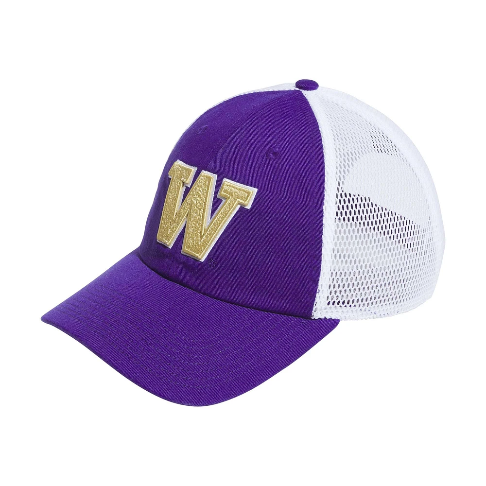 Casquette réglable violet Washington Huskies mascotte Slouch Trucker pour hommes