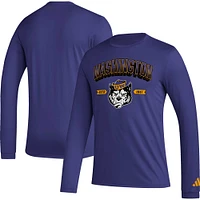 T-shirt à manches longues adidas Washington Huskies Mighty Mascot avant-match pour homme