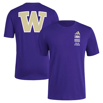 T-shirt adidas violet Washington Huskies Reverse Retro Baseball 2 Hit pour hommes