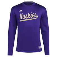 Sweat-shirt violet adidas pour hommes des Washington Huskies Reverse Retro Baseball Script