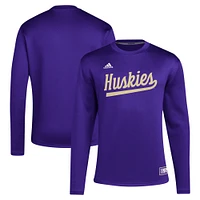 Sweat-shirt violet adidas pour hommes des Washington Huskies Reverse Retro Baseball Script