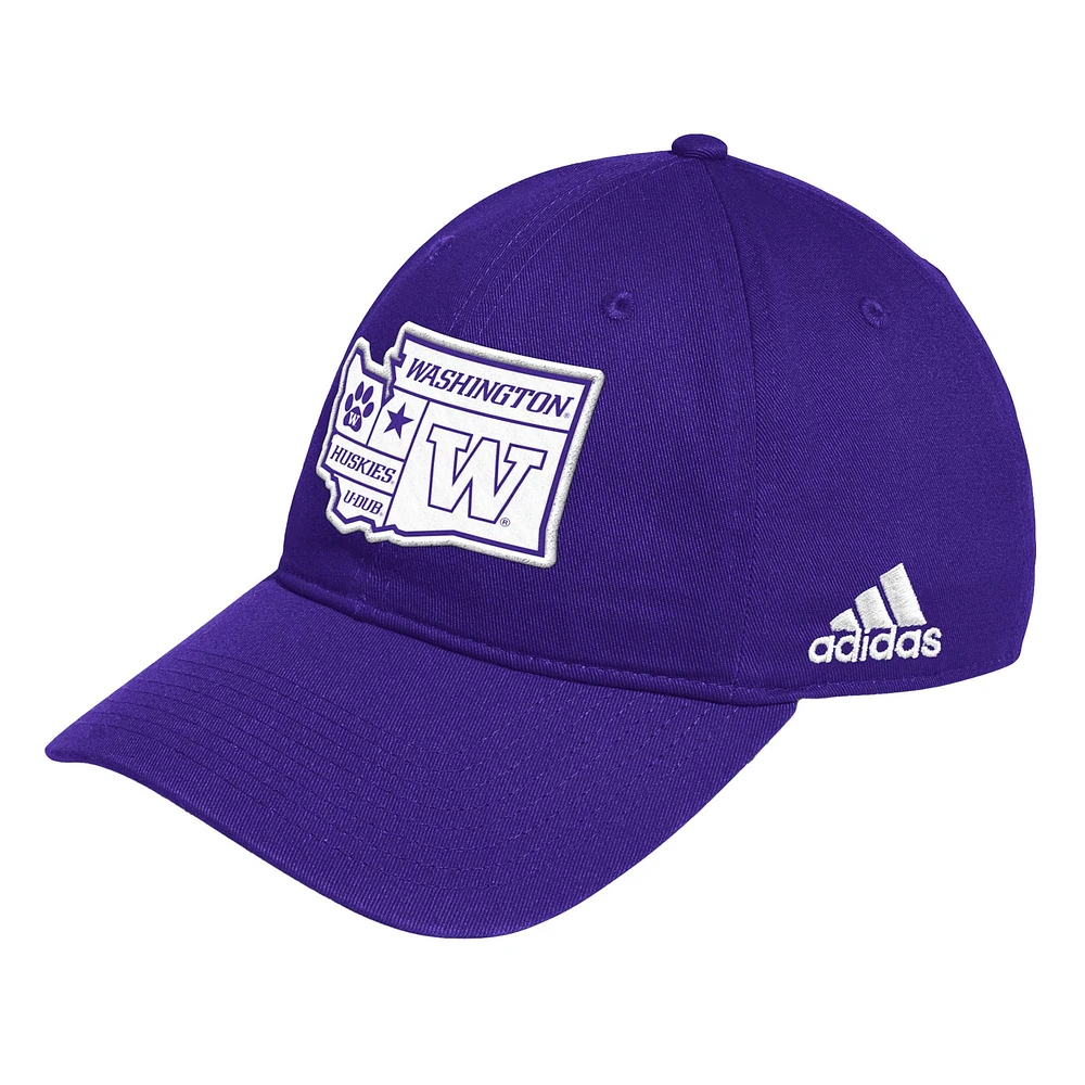 Casquette réglable violet Washington Huskies State Slouch adidas pour hommes