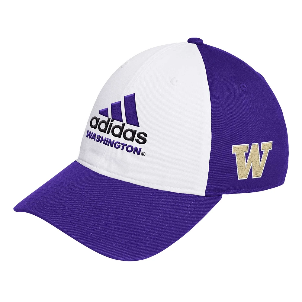 Casquette réglable souple adidas Washington Huskies pour hommes, blanc/violet