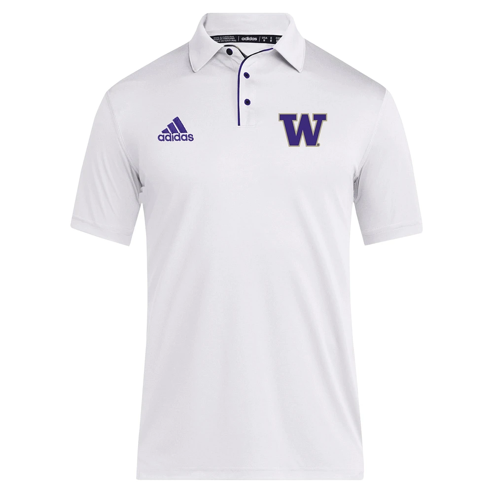 Polo adidas blanc Washington Huskies 2024 Coaches AEROREADY pour homme