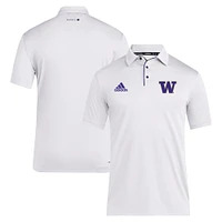 Polo adidas blanc Washington Huskies 2024 Coaches AEROREADY pour homme