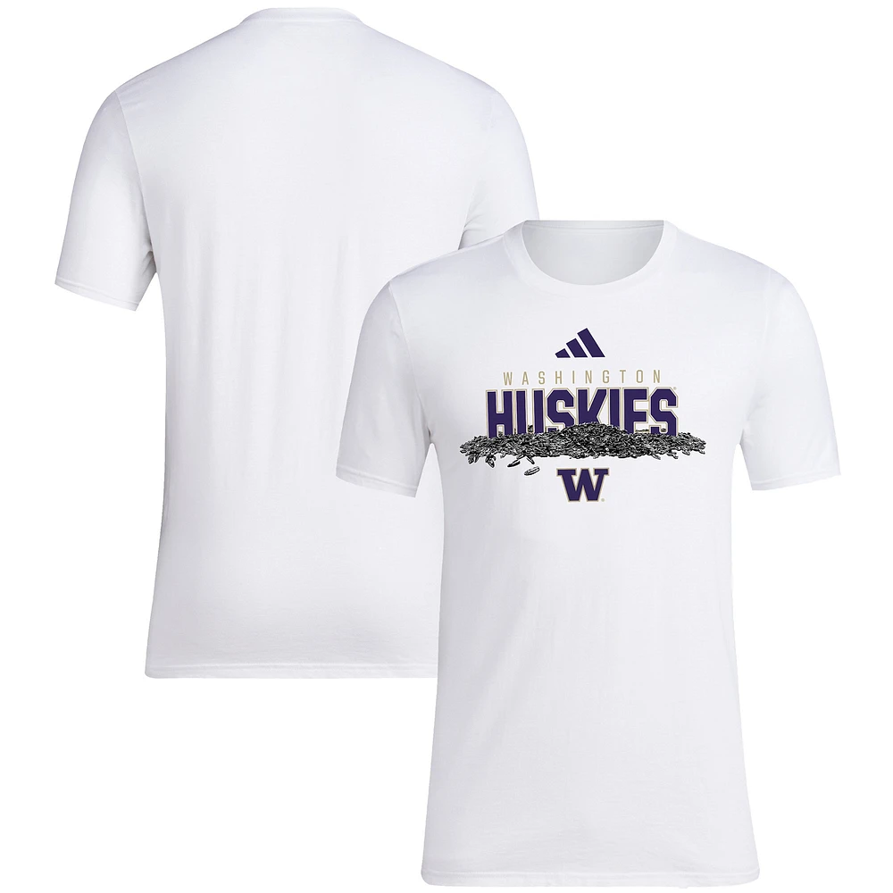 T-shirt de baseball adidas pour hommes, blanc, Washington Huskies, graines tournesol