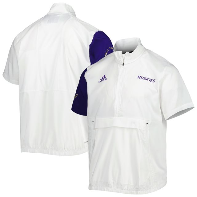 Veste à demi-zip adidas White Washington Huskies M STM AEROREADY pour hommes