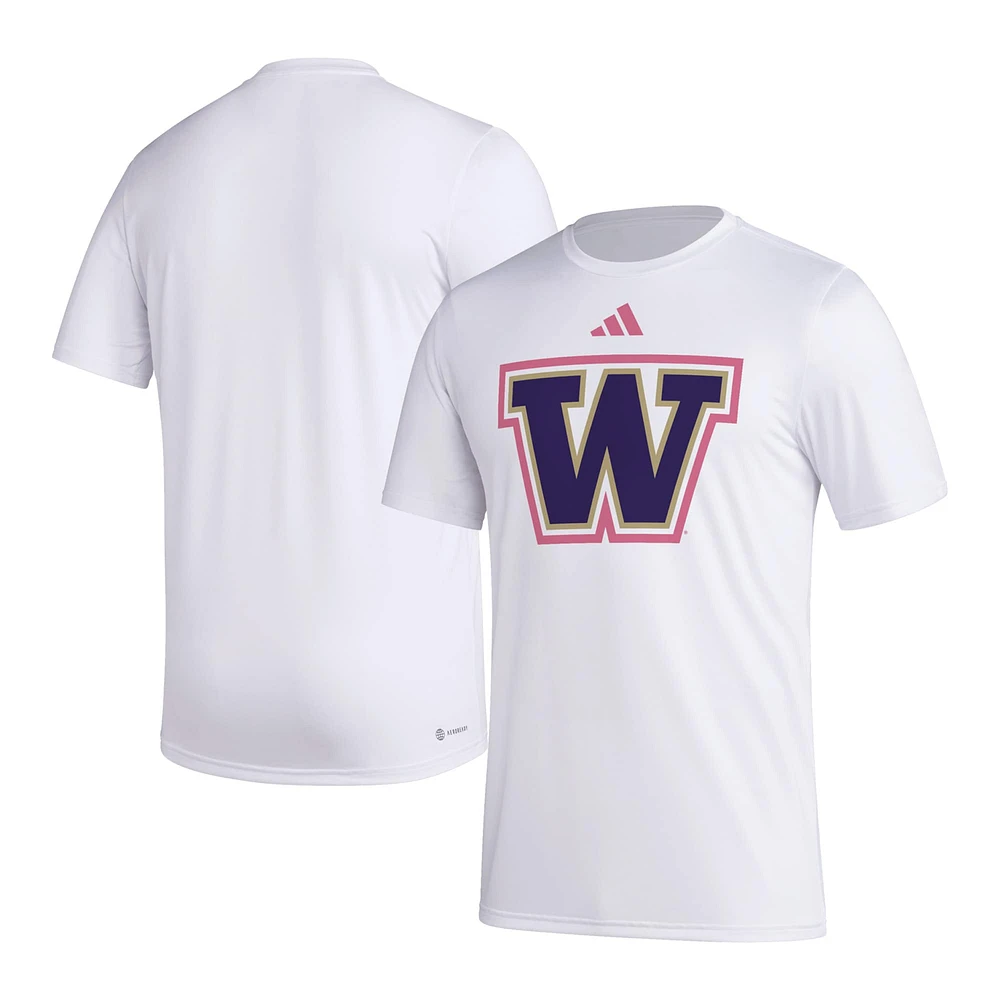 T-shirt AEROREADY d'avant-match adidas des Washington Huskies pour homme, blanc