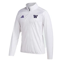 Adidas White Washington Huskies Sideline AEROREADY Veste à manches raglan quart-zip pour homme