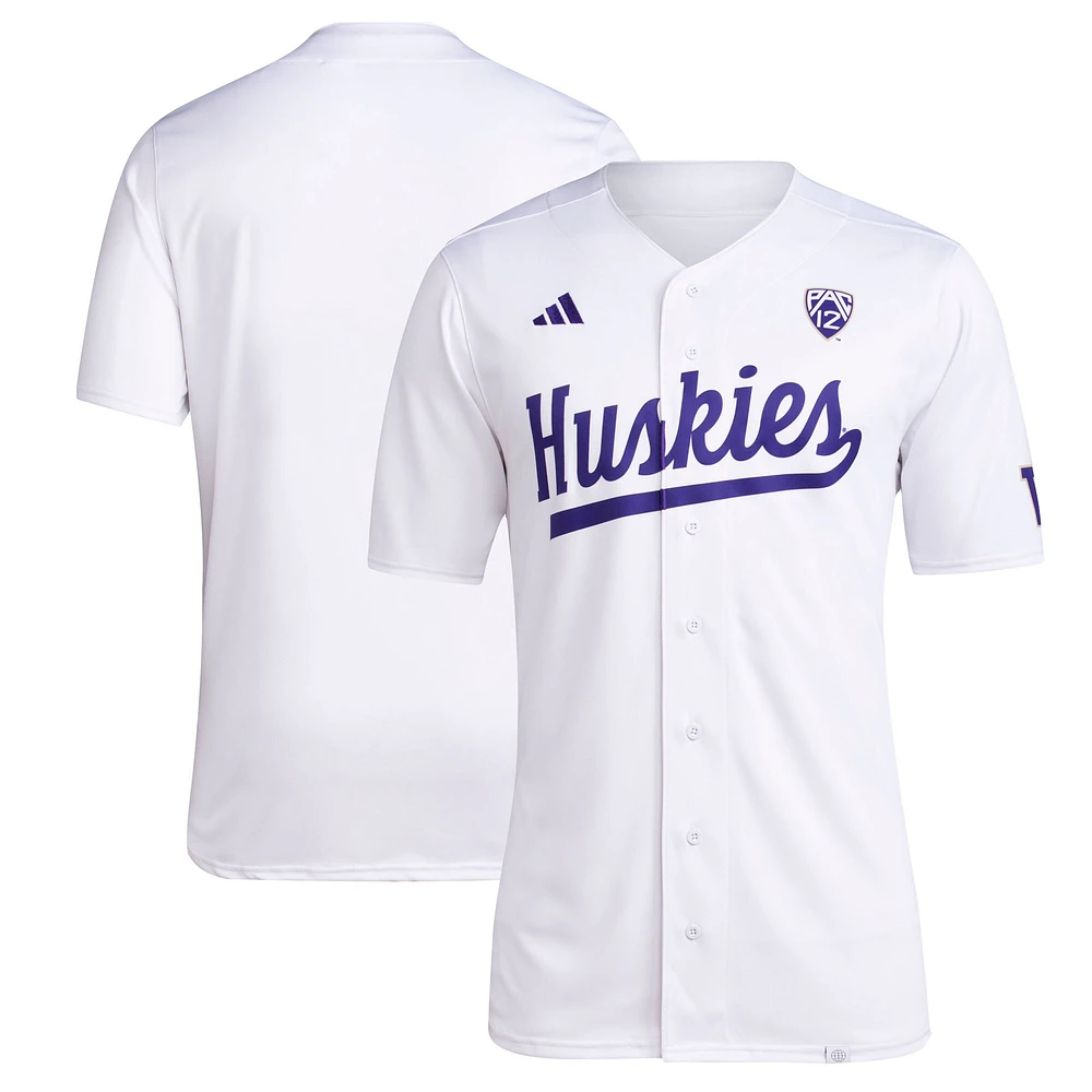 Maillot de baseball l'équipe des Huskies Washington pour hommes, blanc, adidas