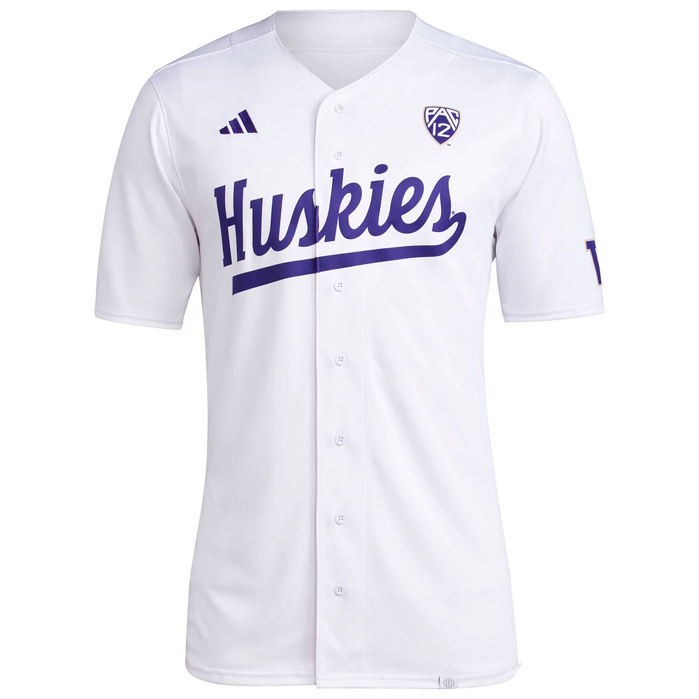 Maillot de baseball l'équipe des Huskies Washington pour hommes, blanc, adidas