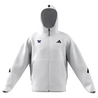 Sweat à capuche zippé adidas Washington Huskies Z.N.E. blanc pour homme