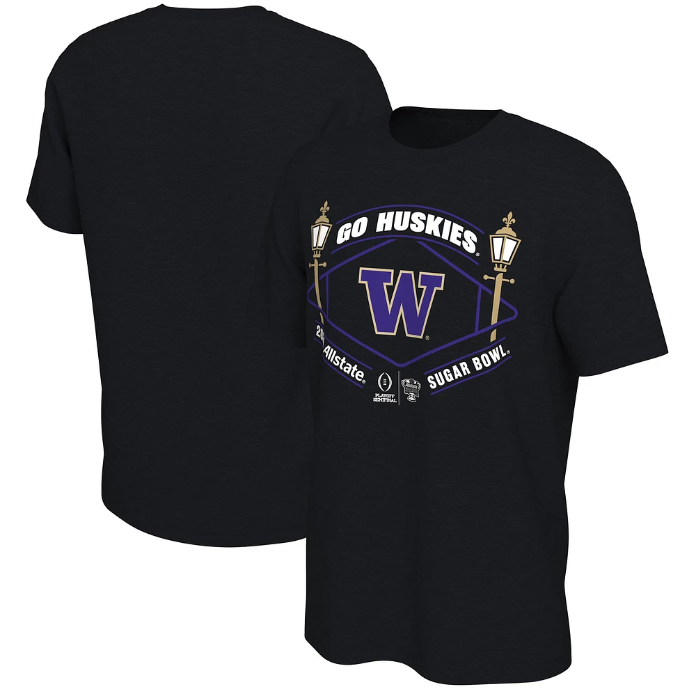 Men's Black Washington Huskies College Football Playoff 2024 Sugar Bowl T-Shirt