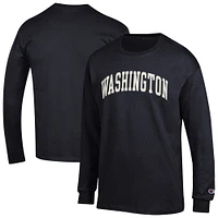Men's Champion  Black Washington Huskies Basic Arch Long Sleeve T-Shirt