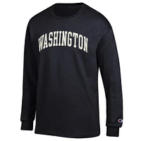 Men's Champion  Black Washington Huskies Basic Arch Long Sleeve T-Shirt