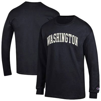 Men's Champion  Black Washington Huskies Basic Arch Long Sleeve T-Shirt