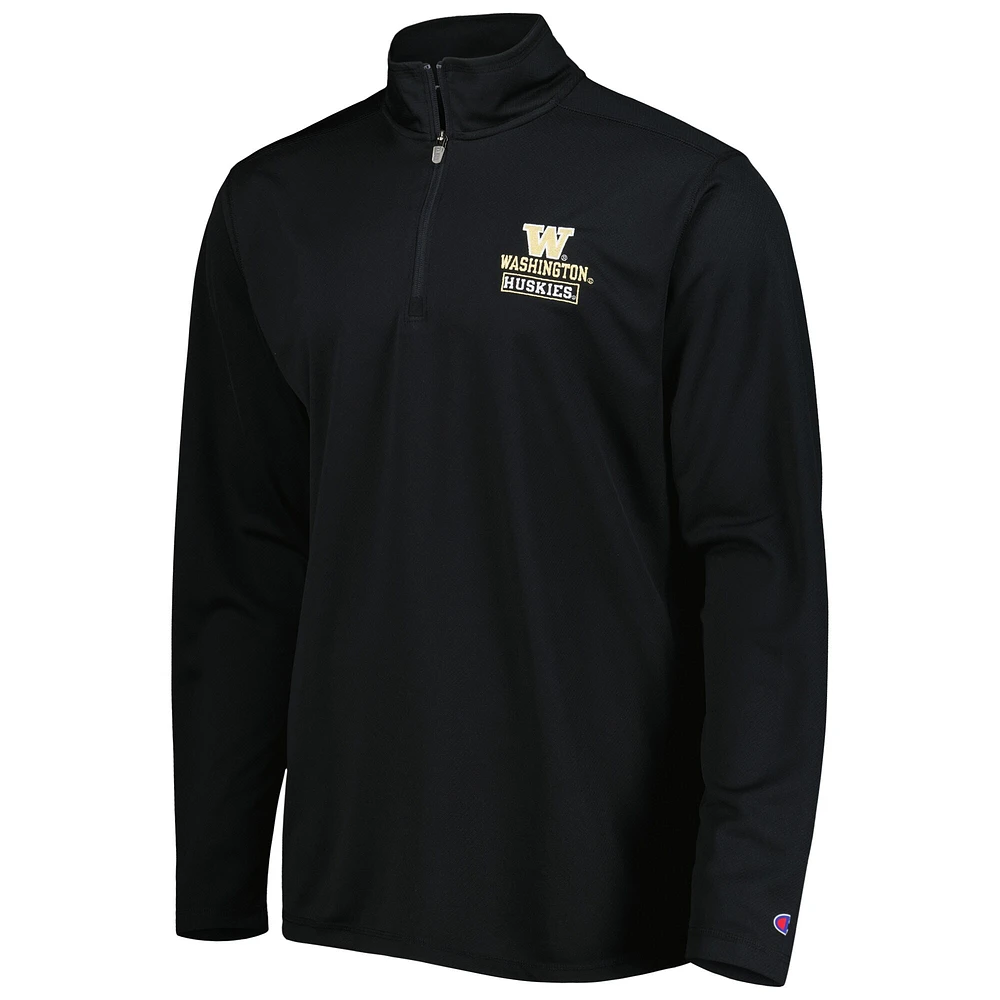 Men's Champion Black Washington Huskies Textured Quarter-Zip Jacket