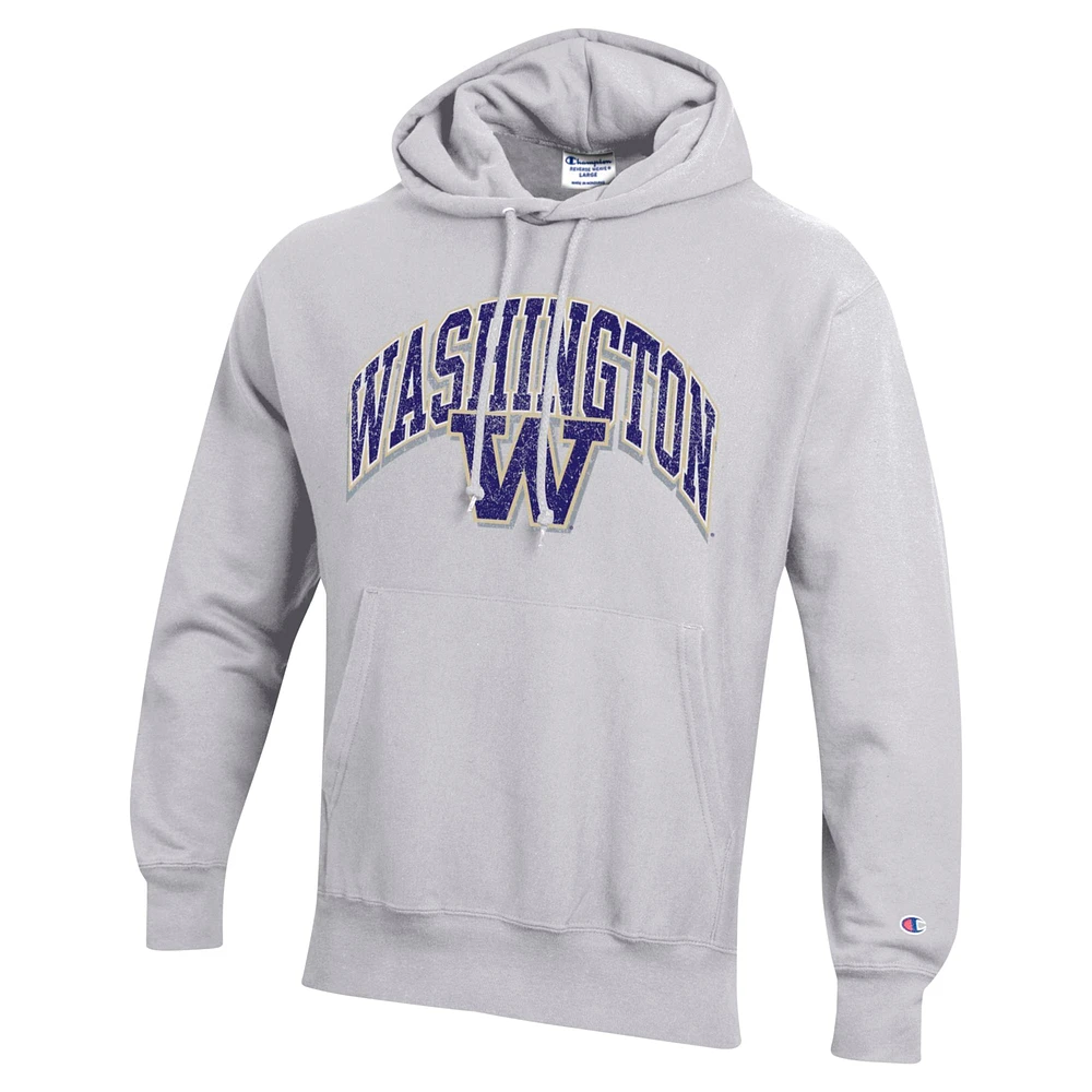 Men's Champion Gray Washington Huskies Vault Late Night Reverse Weave Pullover Hoodie