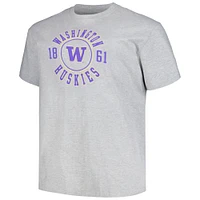 Men's Champion Heather Gray Washington Huskies Big & Tall Circle Logo T-Shirt