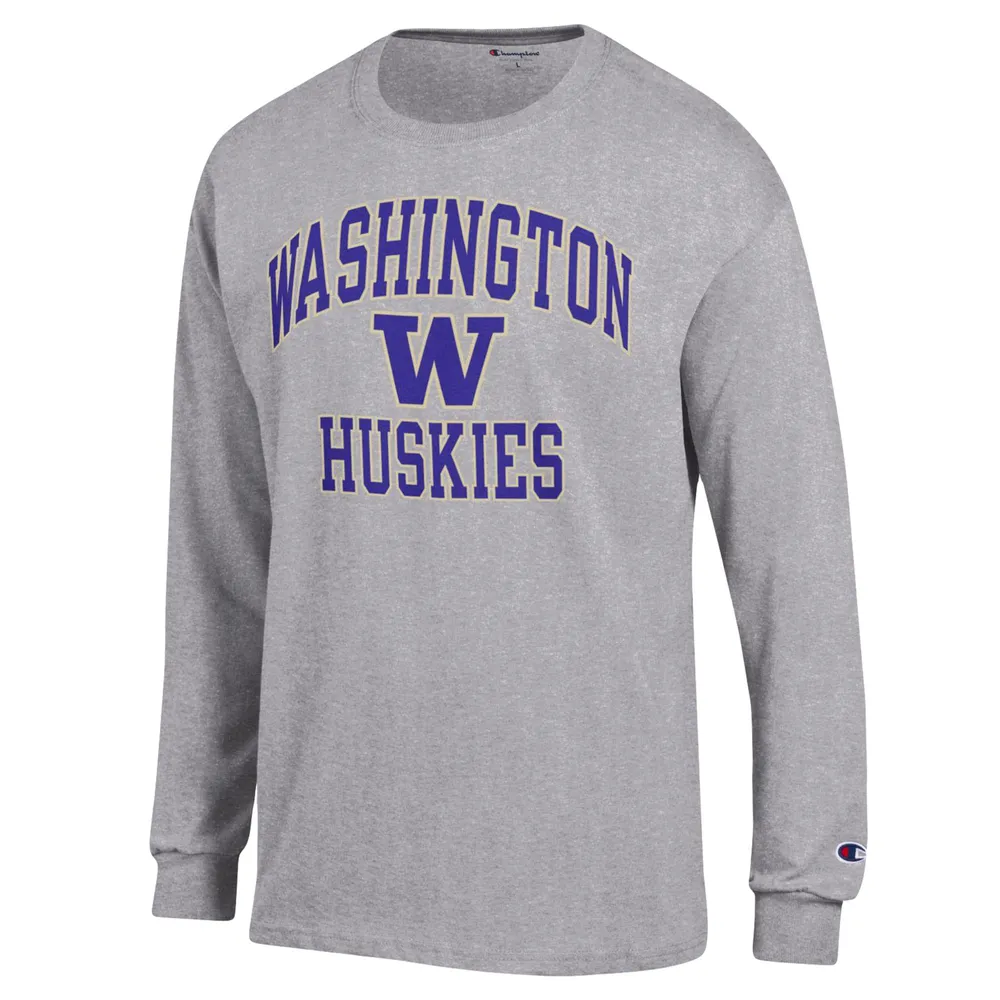 T-shirt à manches longues pour homme Champion Heather Grey Washington Huskies High Motor