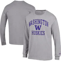 Men's Champion Heather Gray Washington Huskies High Motor Long Sleeve T-Shirt